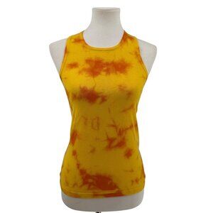 Minnie Rose Yellow & Orange Cotton/Cashmere Tie-Dye Tank Top